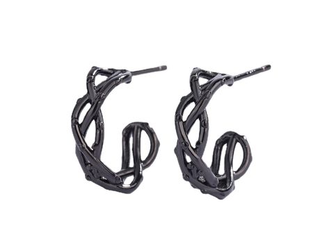 Black Twisted Huggie Earrings Hot on Sale