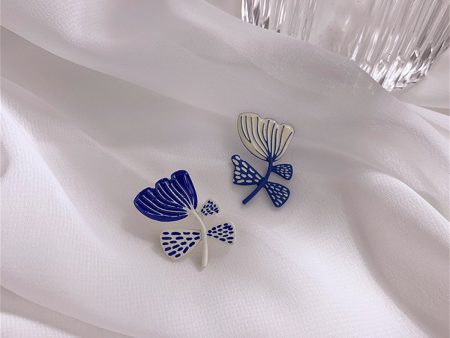 Blue & Silver-Plated Flower Stud Earrings Hot on Sale