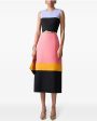 Colorblock Crewneck Midi Dress Fashion