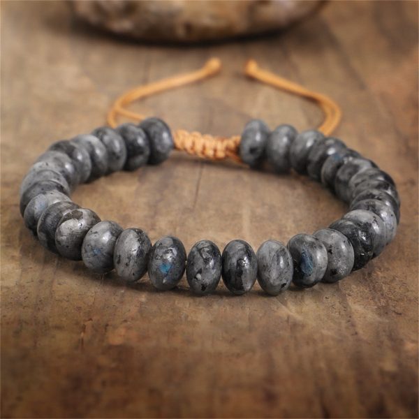 Black Quartz & Brown Beaded Adjustable Bracelet Discount