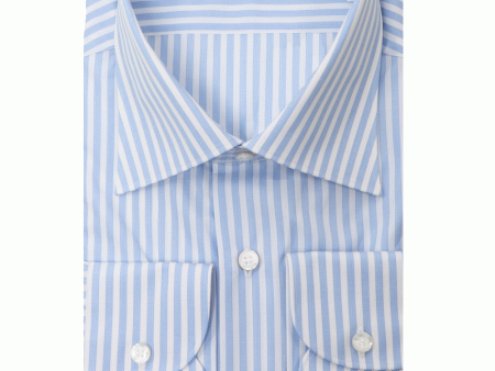 White and Light Blue Striped Byron Dress Shirt For Sale