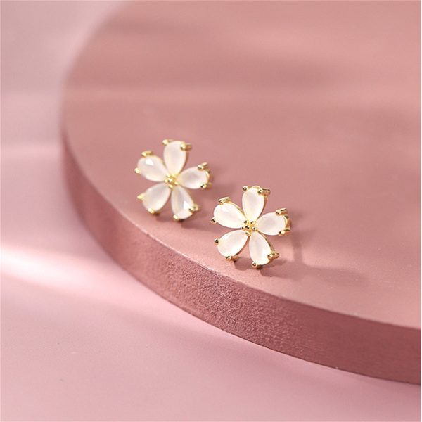 Cats Eye & 18K Gold-Plated Flower Stud Earrings Online now