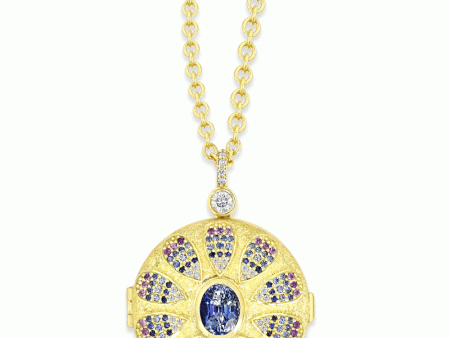 Prisma Sapphire Locket Necklace Online Hot Sale