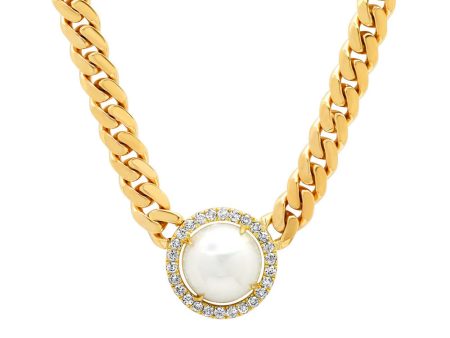 Australian Pearl Cuban Link Necklace Sale