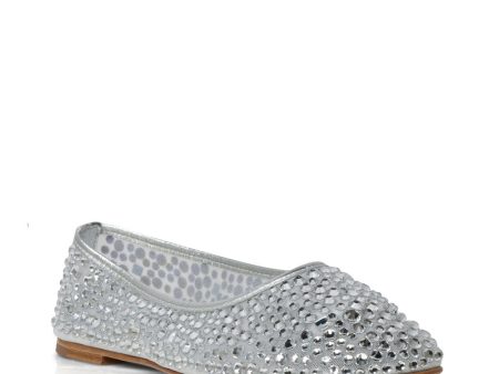 Balla Large Crystal Ballet Flat in Silver For Discount