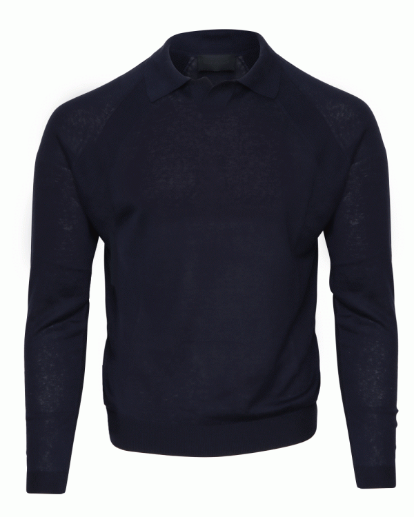 Navy Long Sleeve Polo Fashion