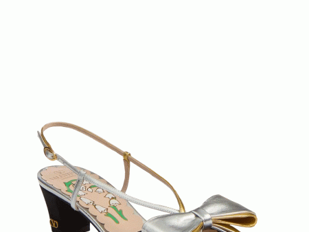 Bowow Metallic Bow Slingback Pump in Black Supply