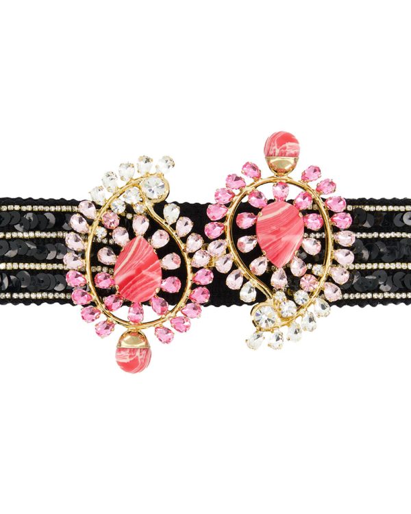 Black and Pink Sequin Belt Discount