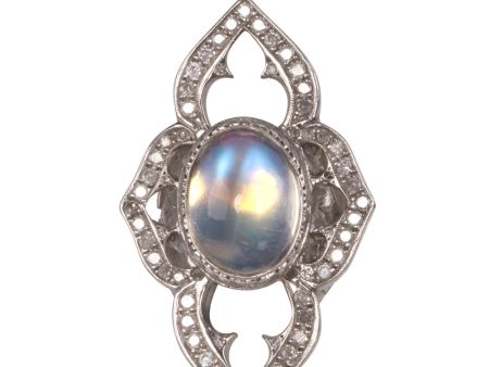 Small Diamond and Moonstone Flower Ring Online Sale