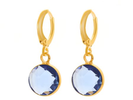 Blue Crystal & 18K Gold-Plated Round Huggie Earrings on Sale