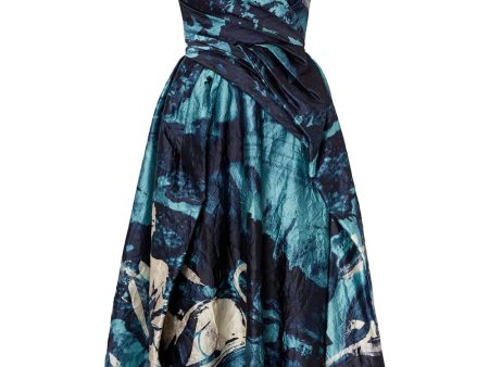 Amneris Paint Sleeveless Drape Midi Dress on Sale