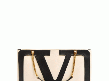 Medium Viva Superstar Shopping Bag in Ivory and Black Sale