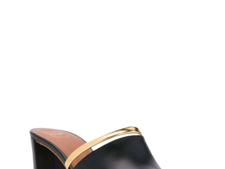 Demi 70 Nappa Leather Mule in Black and Gold Online Sale