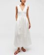 White Apron Maxi Dress For Cheap