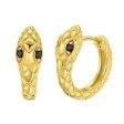 Black Cubic Zirconia & 18K Gold-Plated Snake Huggie Earrings Cheap