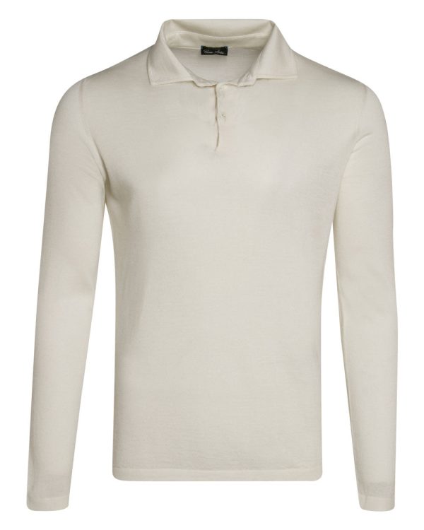 Winter White Long Sleeve Polo Fashion