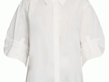 White Hemma Three Quarter Sleeve Shirt on Sale