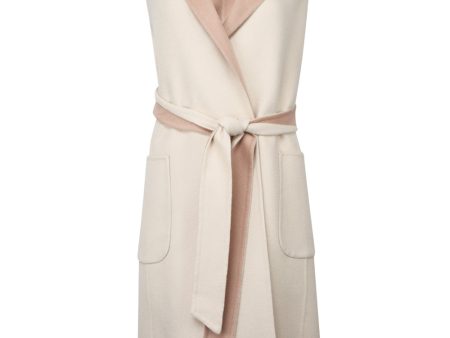 Rose and Cream Belted Long Vest Fashion