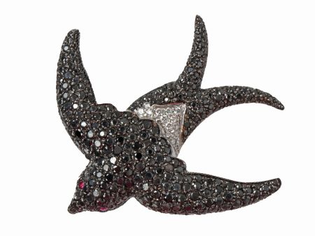 Black Diamond and Ruby Swallow Pin Online