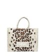 Large Athena Embroidery Jacquard Leopard Tote in Gold Online now