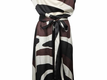 Black Colorblock Cowl Neck Midi Dress Hot on Sale