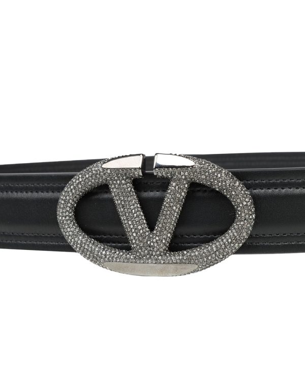 Black Diamond VLogo Leather Belt in Nero Cheap