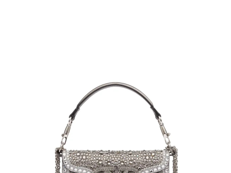 Small Loco Embroidered Shoulder Bag in Silver Rhinestone Online