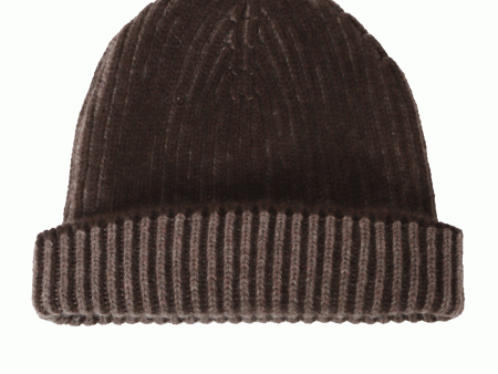 Brown Ribbed Beanie For Cheap