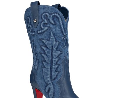 Santia Western 85mm Embroidered Denim Booty Cheap