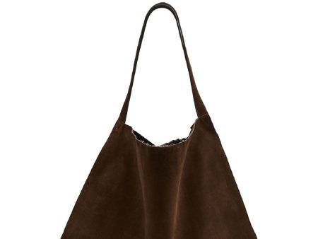 Le 54 Suede Drawstring Tote in Cosme Brown Online