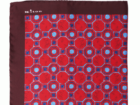 Red and Blue Medallion Pocket Square Discount