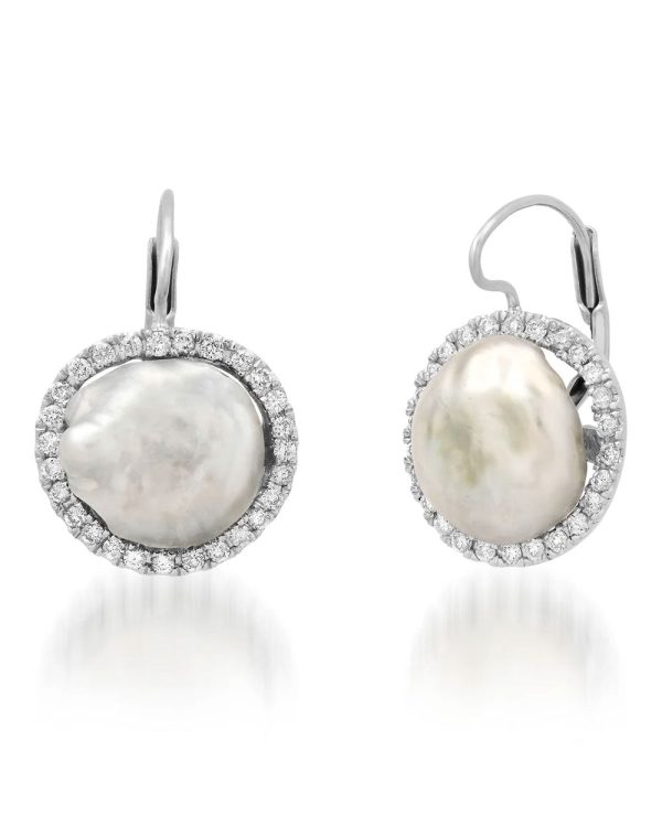 Samira 13 Pearl Halo Diamond Earrings Hot on Sale