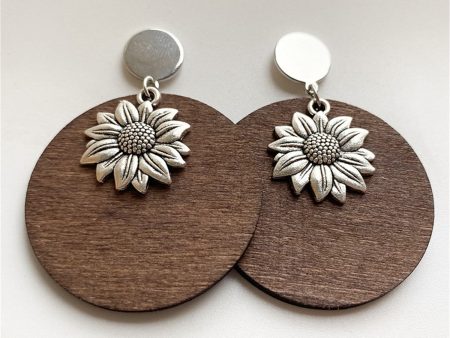 Wood & Silver-Plated Sunflower Drop Earrings Online Sale