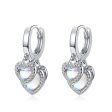 Moonstone & Cubic Zirconia Heart Huggie Earrings Fashion