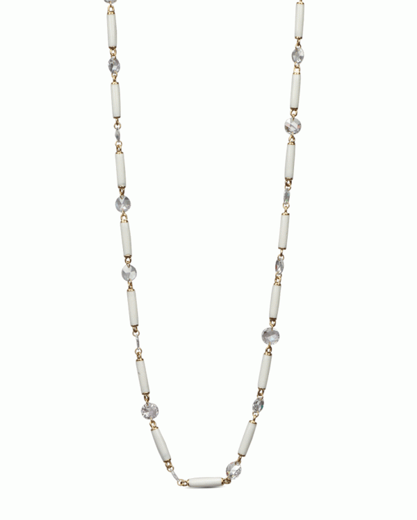 White Enamel and Diamond Necklace Online now