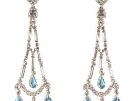 Aquamarine and Diamond Chandelier Earrings on Sale