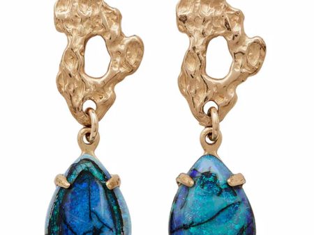 Petite Reef Opal Teardrop Earrings For Sale