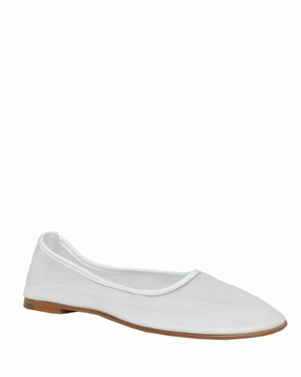 Ballet Mesh Flat in White For Discount