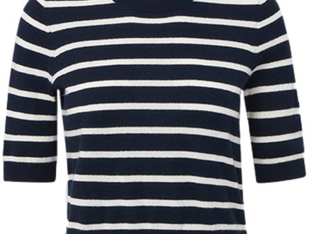 Navy and White Shana Cashmere Sweater Hot on Sale