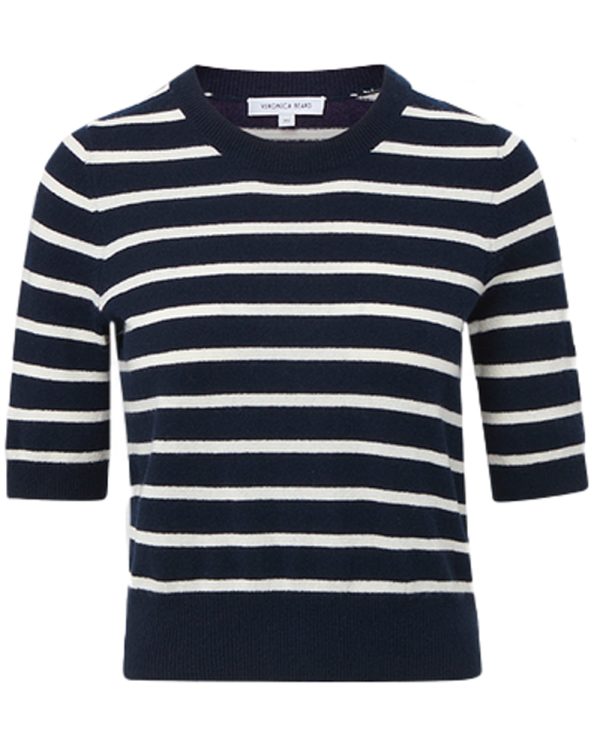 Navy and White Shana Cashmere Sweater Hot on Sale