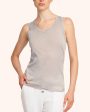 Beige Metallic Sleeveless Tank Discount