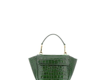 Mini Hortensia Crocodile Trapeze Bag in Olive Crocodile Online