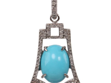 Small Turquoise and Diamond Art Deco Pendant Online Hot Sale