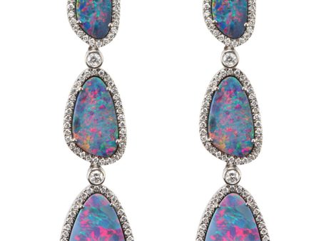 Triple Opal Drop Earrings Hot on Sale