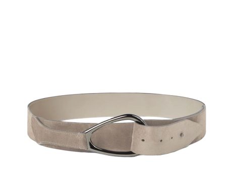 Wide Suede Belt with Loop Buckle in Light Brown For Discount