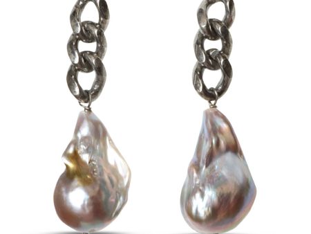 Baroque Pearl Curb Chain Earrings Discount