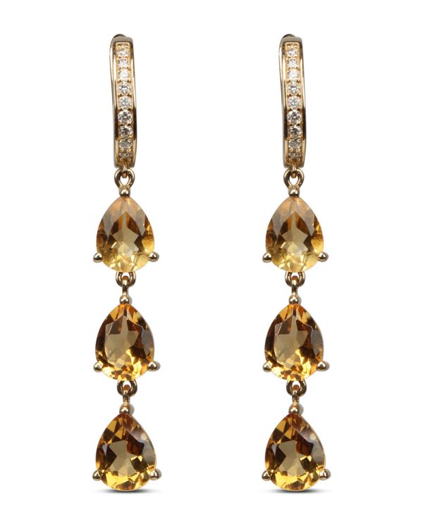 Triple Yellow Citrine Earrings on Sale