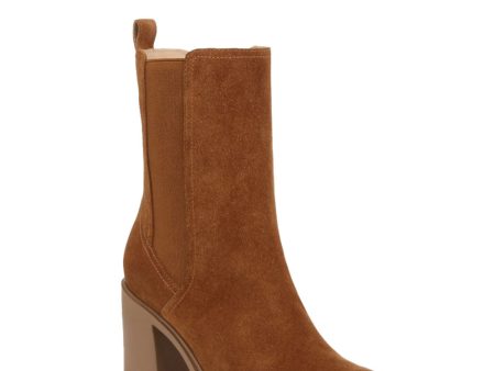 Riley Platform Block Heel Bootie in Caramel For Sale