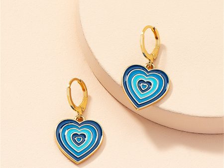 Blue Enamel & 18K Gold-Plated Heart Huggie Drop Earrings Online