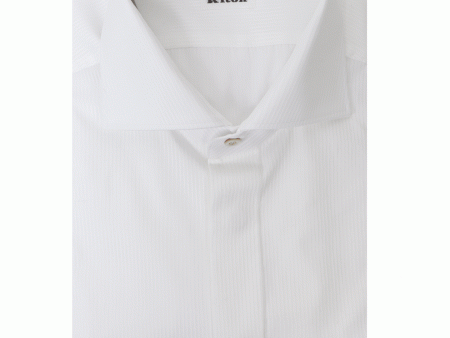 White Tonal Stripe Formal Shirt Supply